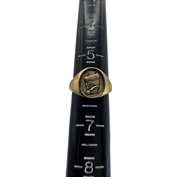 Victorian Gilded Age Woman Wearing Hat Avon 18K HGE Sterling Silver Ring Size 6 - Picture 8 of 15